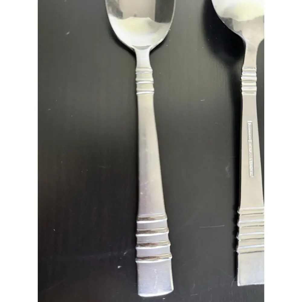 Cambridge Codie Frosted Stainless Oval Soup Spoons 7.25” Lot of 3